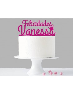Topper para tarta felicidades personalizado niña