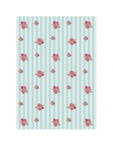 Papel de azúcar flores rosas y rayas