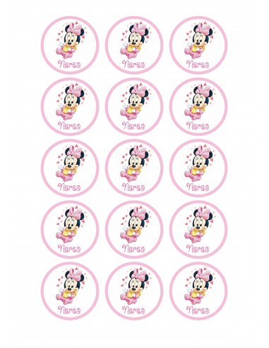 Papel de azúcar bautizo niña Minnie