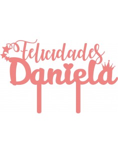 Topper para tarta felicidades personalizado nombre 2