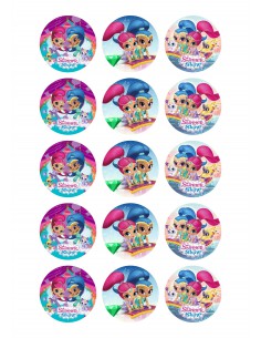 Papel de azúcar Shimmer and Shine para tartas galletas cupcakes