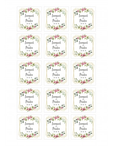 Papel de azúcar boda floral personalizado