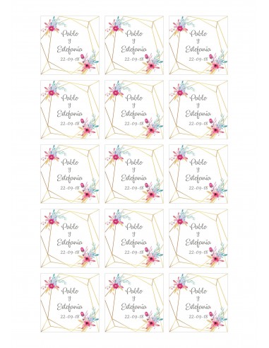 Papel de azúcar boda floral personalizado