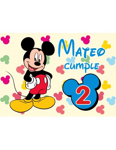 Papel de azúcar personalizado tarta de cumpleaños Mickey