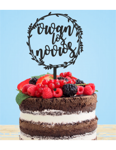 Topper para tarta floral Vivan los Novios