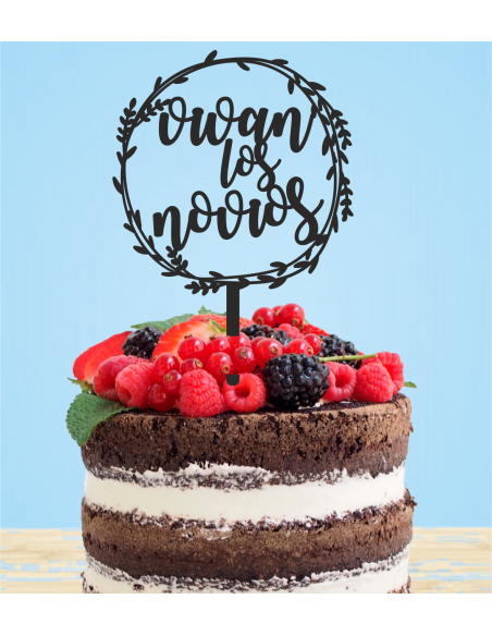 Topper para tarta floral Vivan los Novios