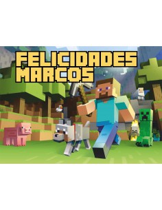 Papel de azúcar tarta Minecraft