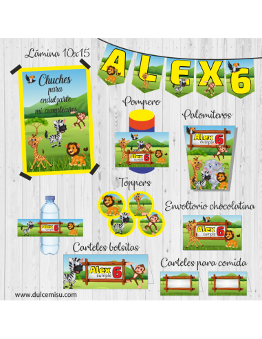 Kit de fiesta personalizado Animales Safari