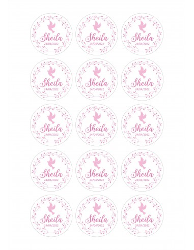 Papel de azúcar comunión paloma personalizado