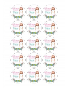 Papel de azúcar comunión niña F personalizado