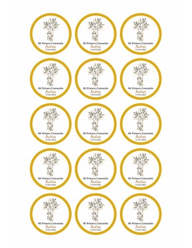 Papel de azúcar personalizado Cruz Primera Comunión