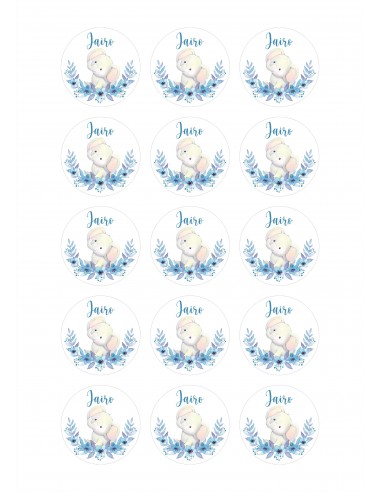 Papel de azúcar para galletas Elefante floral