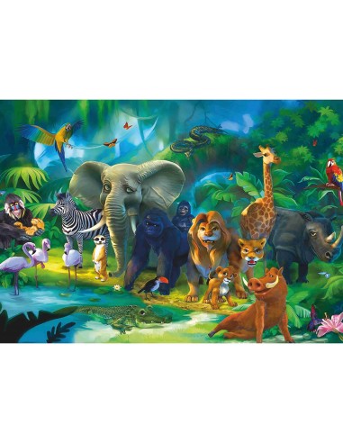 Papel de azúcar animales de la Selva rectangular