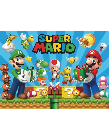 Papel de azúcar tarta Super Mario Bros rectangular