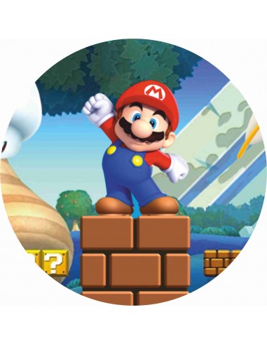 Papel de azúcar tarta Super Mario Bros redondo