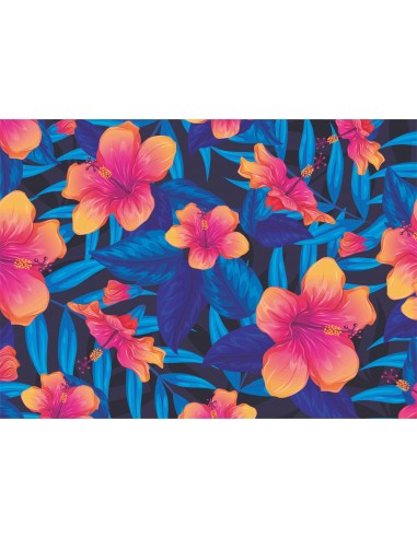 Papel de azúcar Flores tropicales fondo azul