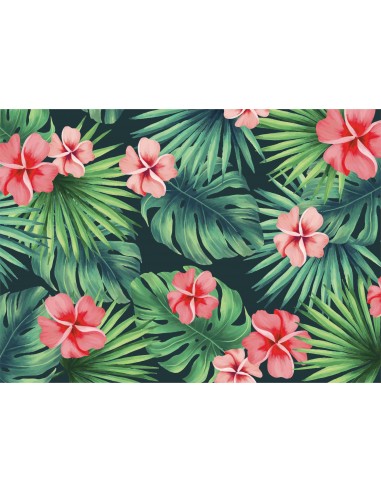 Papel de azúcar Flores tropicales rosas