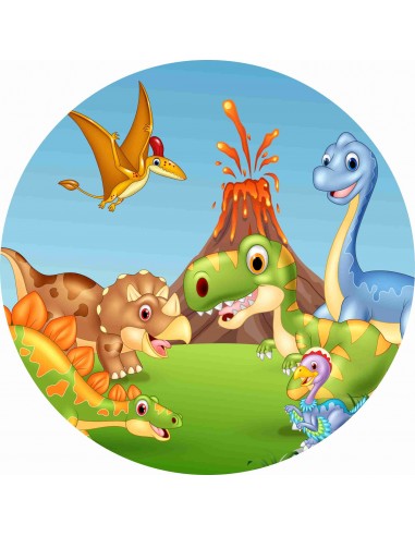 Papel de azúcar dinosaurios infantil para tarta