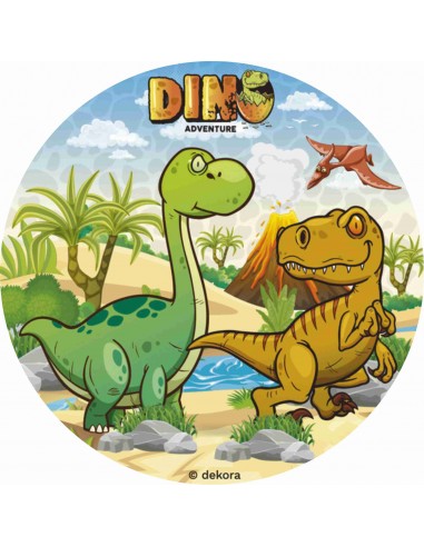 Papel de azúcar dinosaurios para tarta 20 cm