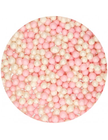 Perlas de azúcar blancas y rosas