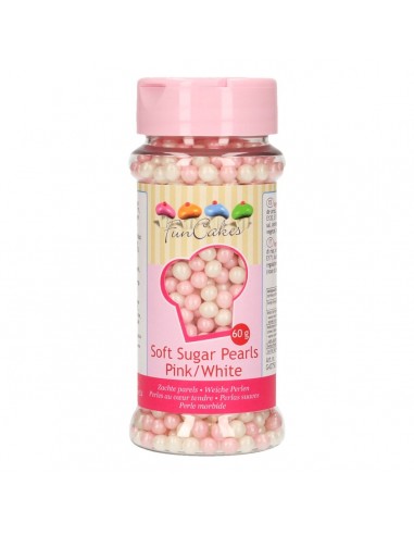 Perlas de azúcar blancas y rosas