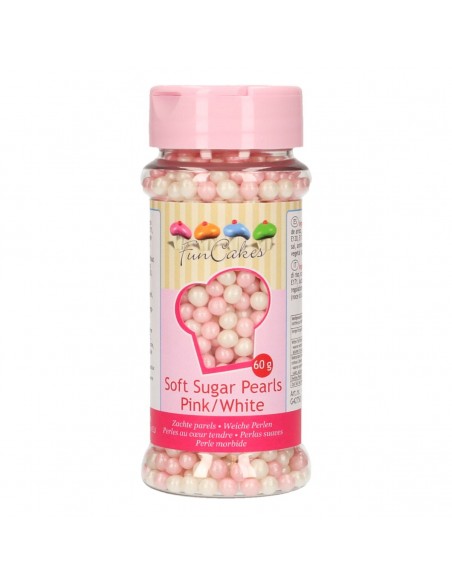 Perlas de azúcar blancas y rosas