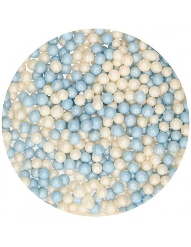 Perlas de azúcar blancas y azules