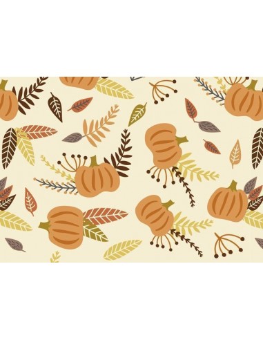 Papel de azúcar calabazas y hojas otoño