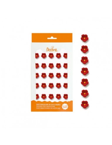 Mini Flores de azúcar rojas