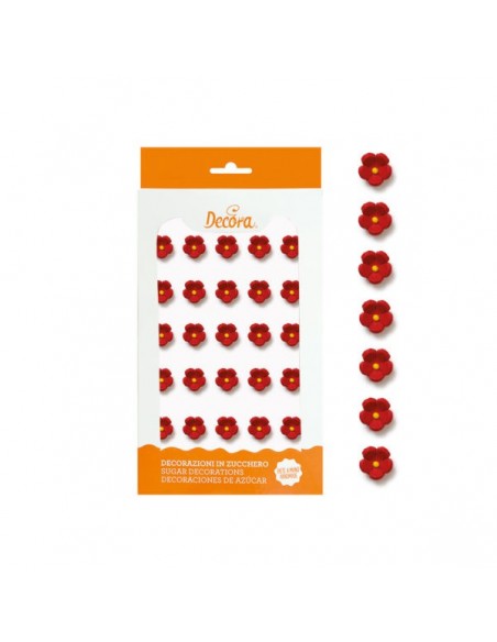 Mini Flores de azúcar rojas
