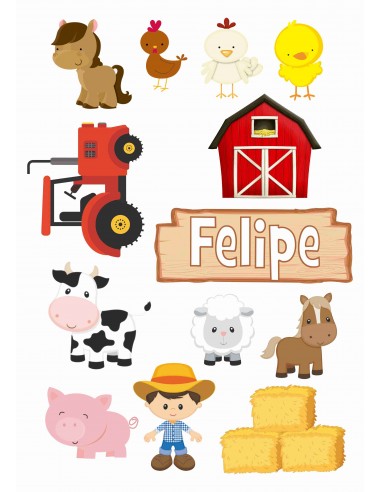 Papel de azúcar figuras granja