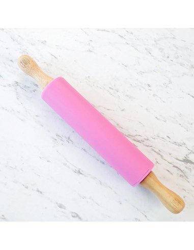 Rodillo 32 cm rosa con mango de madera