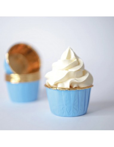 Cápsulas Azules Pliegues bordes dorados