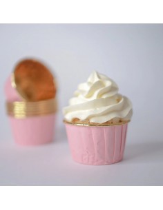 Cápsulas rosas bordes dorados con pliegues