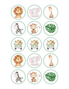 Papel de azúcar animales de la Selva para galletas