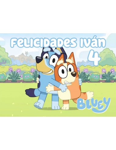 Papel de azúcar Bluey rectangular personalizado