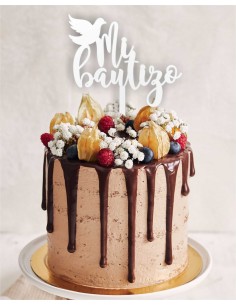 Topper tarta Mi Bautizo con paloma