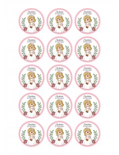 Papel de azúcar niña de comunión turquesa para galletas