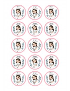 Papel de azúcar Comunión niña hojas para galletas