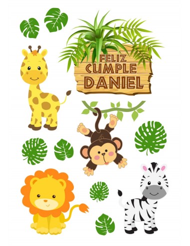 Papel de azúcar figuras Animales Selva