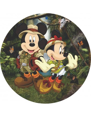 Papel de azúcar Mickey y Minnie Safari