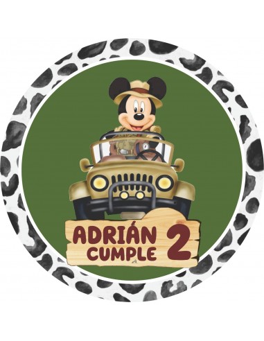 Papel de azúcar Mickey Coche Safari personalizado