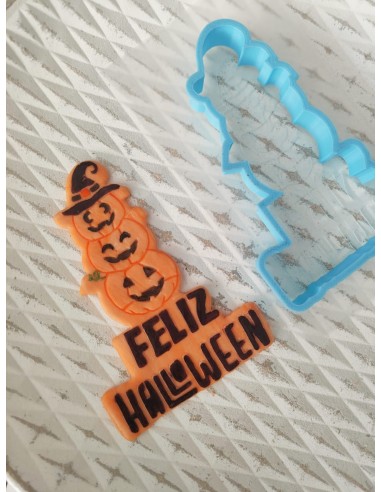 Cortador con stencil Torre Calabazas Feliz Halloween