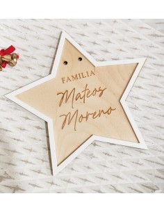 Estrella árbol de Navidad personalizada madera y blanco