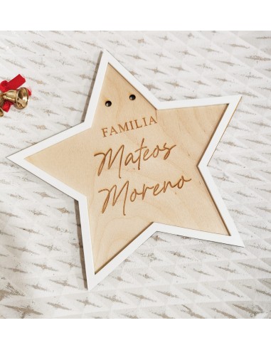 Estrella árbol de Navidad personalizada madera y blanco