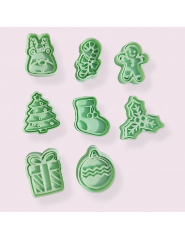 8 Mini Cortadores con marcador Navidad