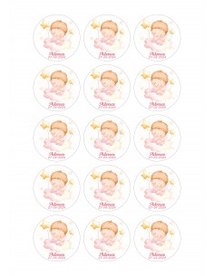 Papel comestible de bautizo niña Nube