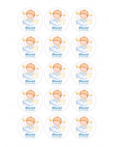 Papel comestible de bautizo niño nube