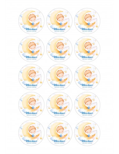 Papel comestible de bautizo niño Luna