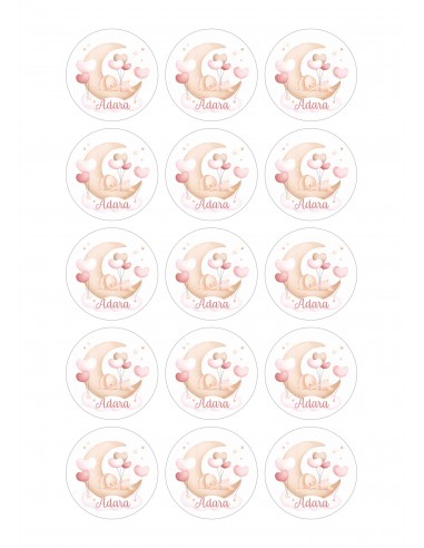 Papel comestible de bautizo Conejito Luna